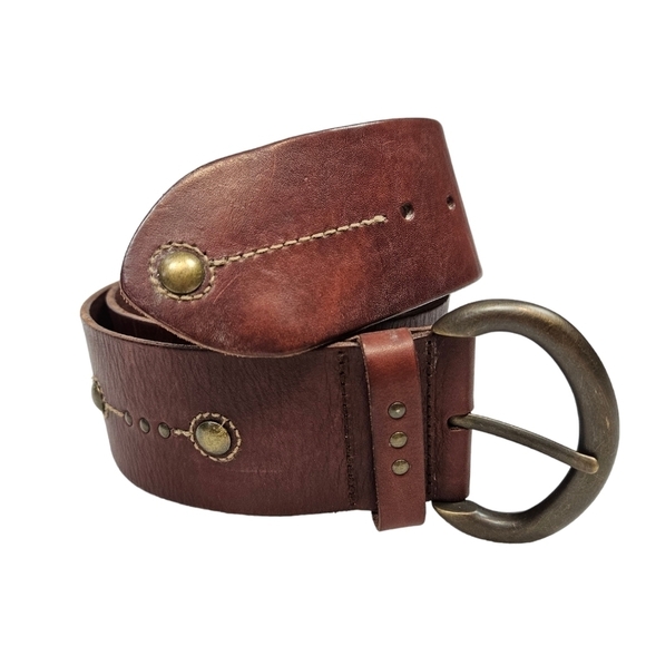 Vintage‎ Fossil Wide Leather Studded Belt Unisex - Picture 10 of 10